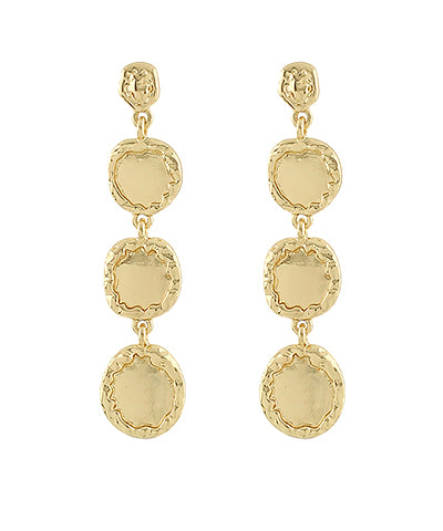 Linear Gold Round Drop Earrings