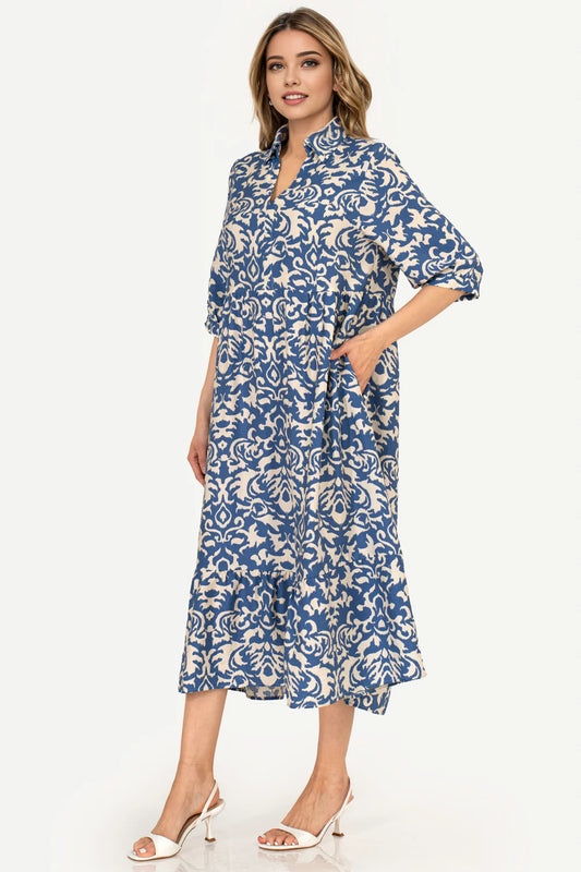 Loretta Blue Midi Dress