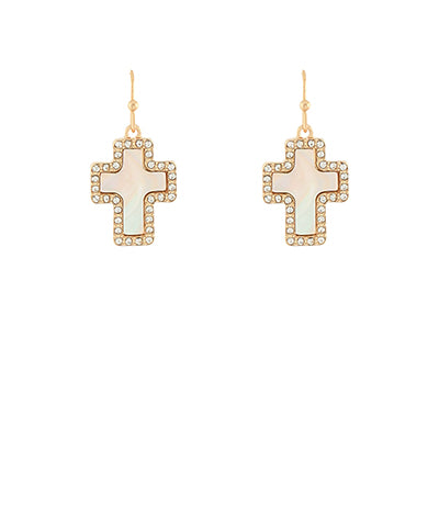 Rhinestone Cross Drop Earrings