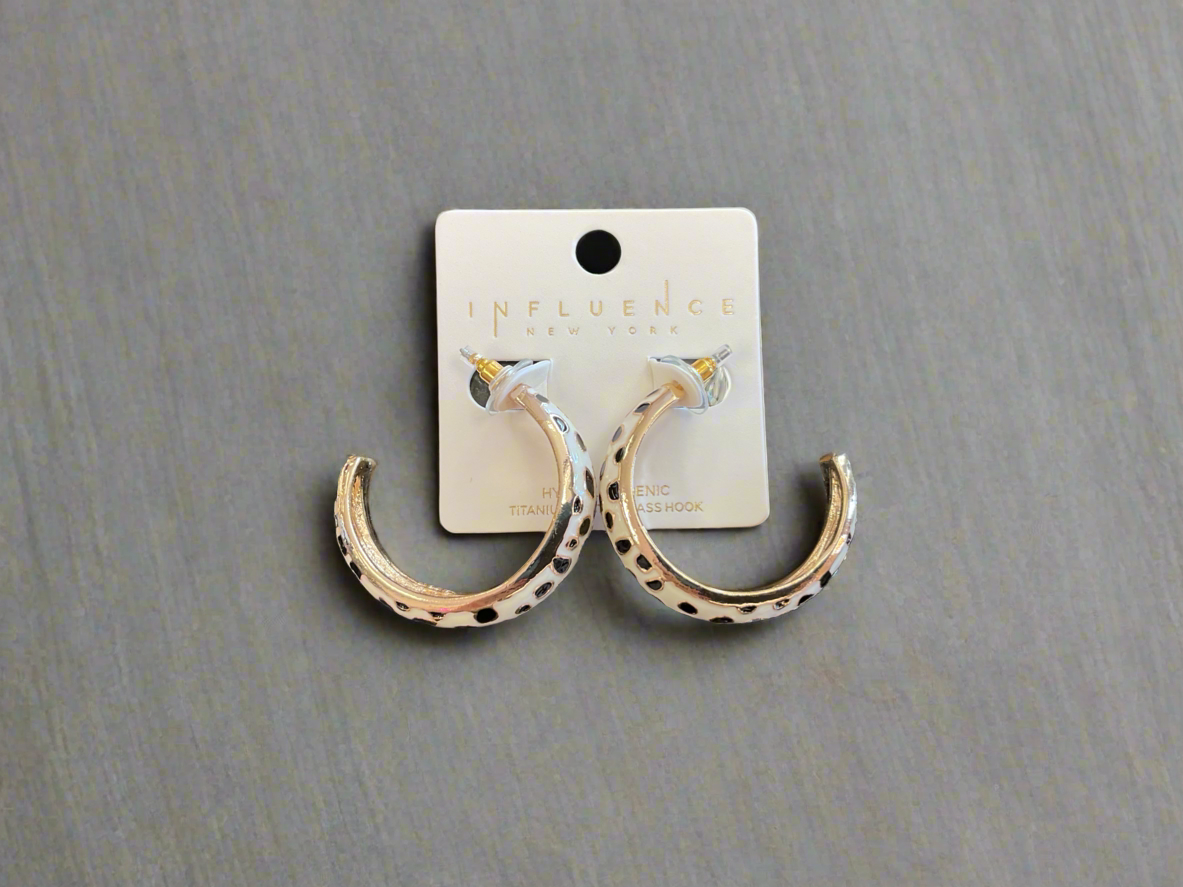 Enamel Animal Print Hoops
