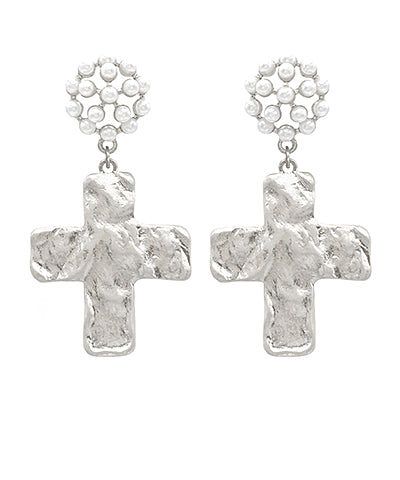 Cross & Pearl Earrings