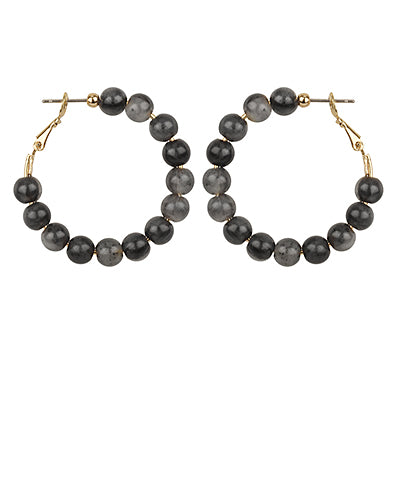 Gray Marble Bead Hoops