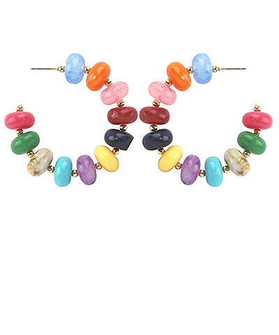 Marble Rondelle Bead Hoops