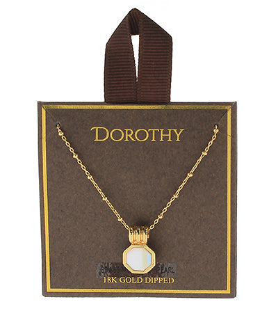 Cream Hexagon Pendant Necklace