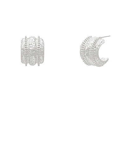 Textured Silver Hoops