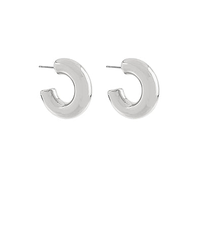 Puffy Silver Hoop Earrings