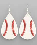 Baseball Leather Oval Earrings