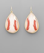 Glass Baseball Teardrop Earrings