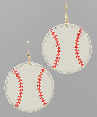 Crystal Edge Baseball Earrings