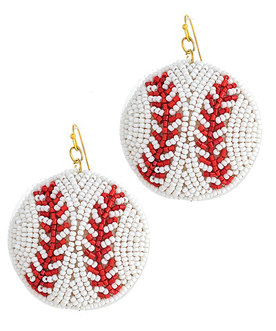 Baseball Beaded Earrings
