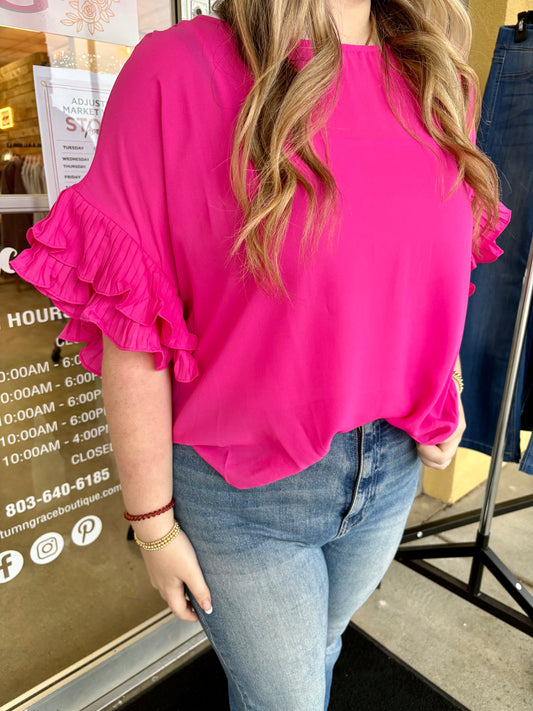 Pink Pop Ruffle Top