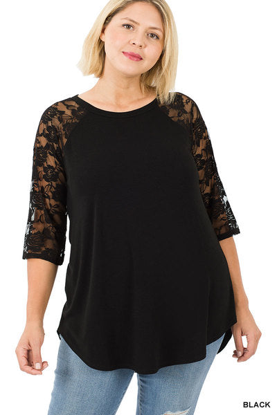 Plus Lace Half Sleeve Top