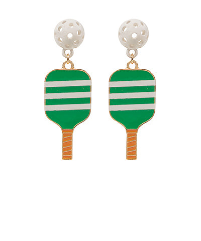 Green Pickleball Earrings