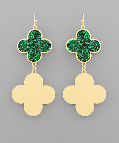 Gold & Green Clover Earrings