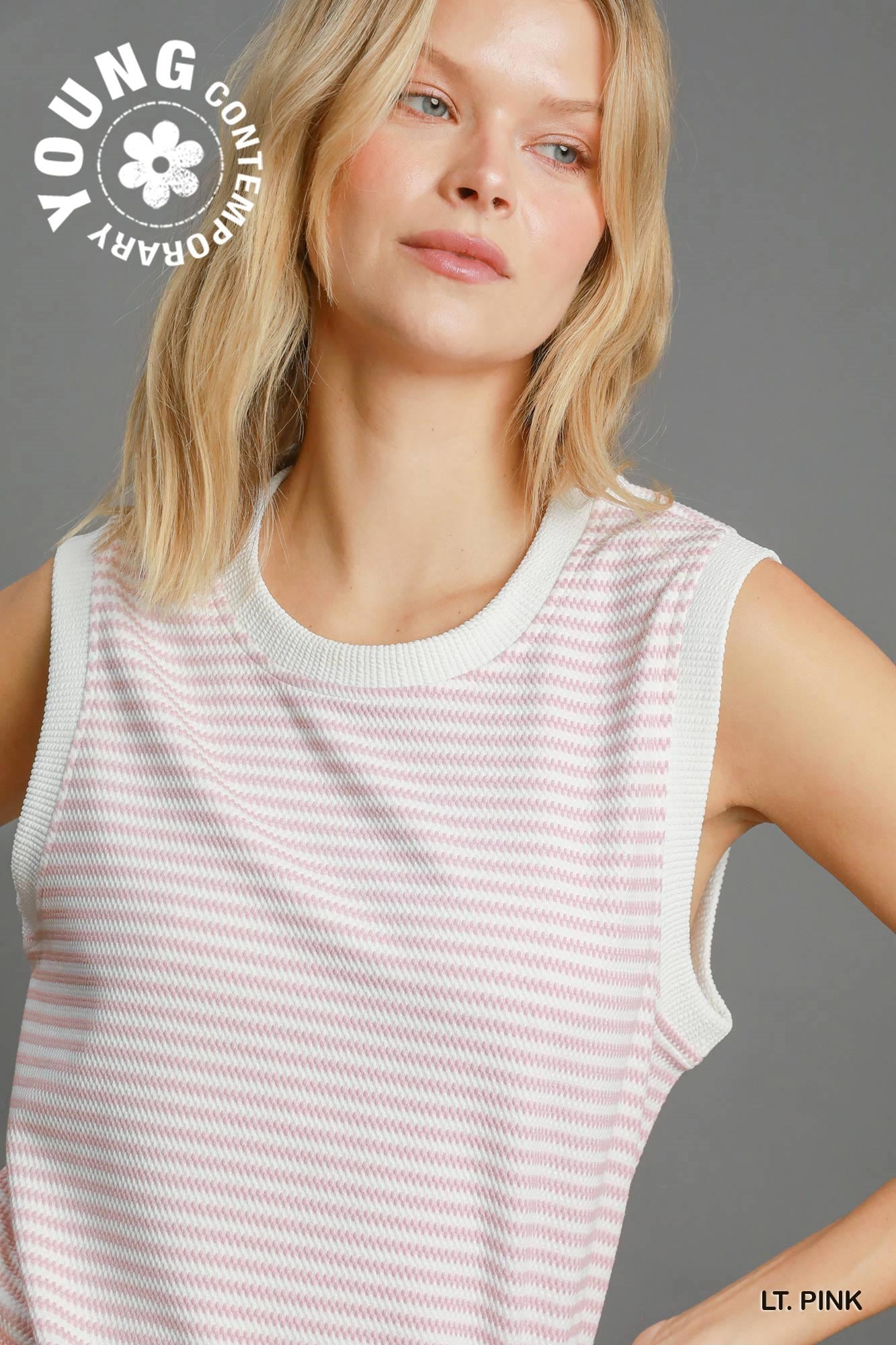 Pink Scalloped Knit Top