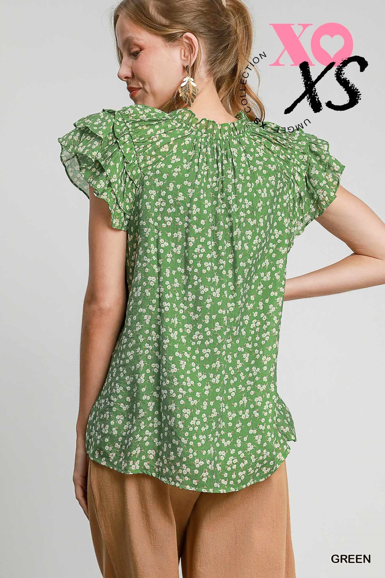 Green Floral Blouse
