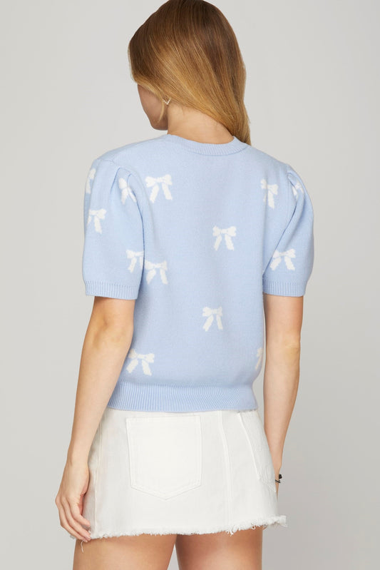 Puff Sleeve Bow Top