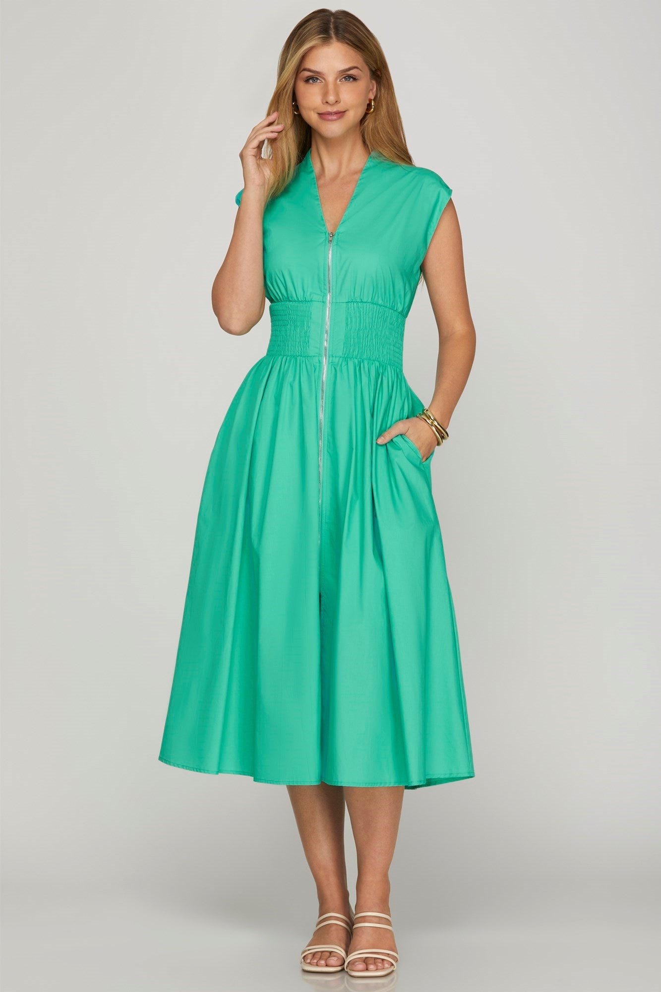 Smocked Waist Midi Dress