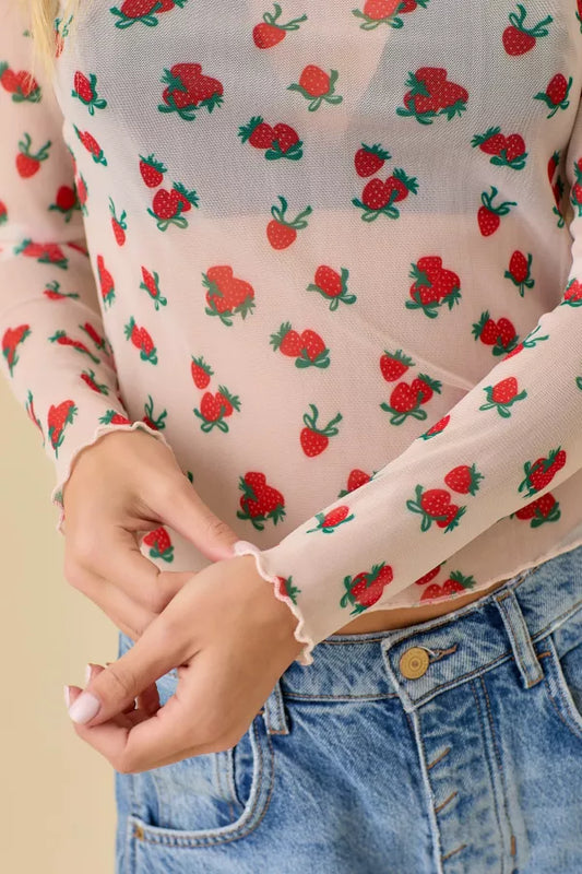 Strawberry Mesh Top