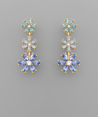 Blue Flower Drop Earrings