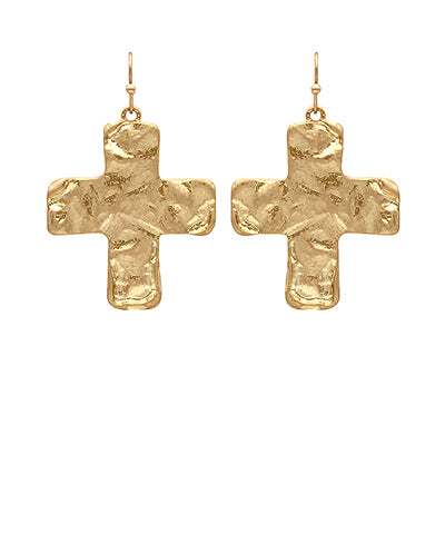 Holly Hammer Cross Earrings