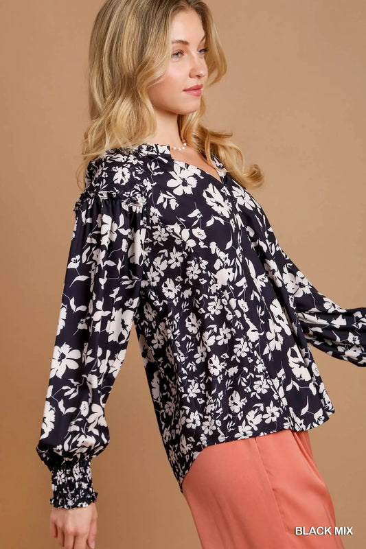 Brantley Black Floral Top