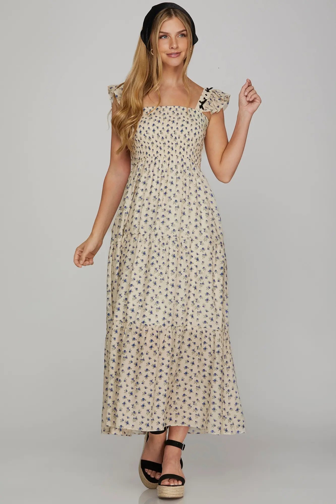 Blooming in Blue Tiered Dress