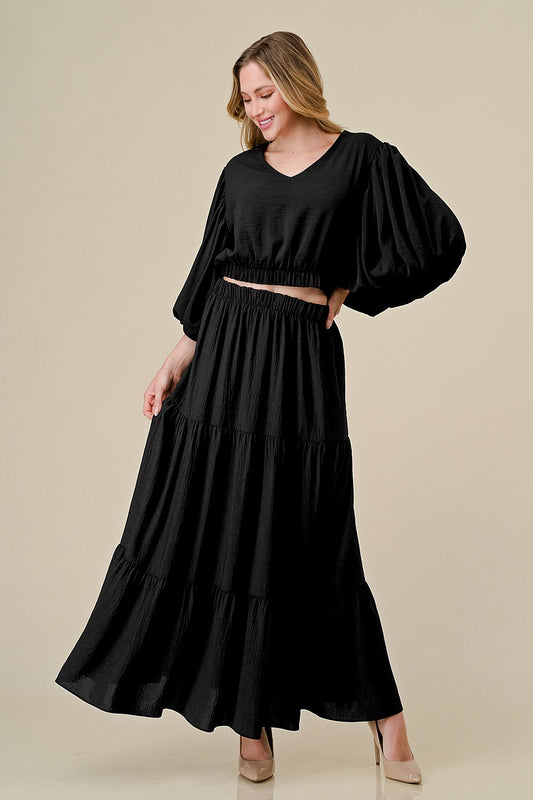 Midnight Tiered Maxi Skirt
