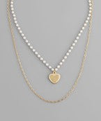 Heart Pendant & Pearl Necklace