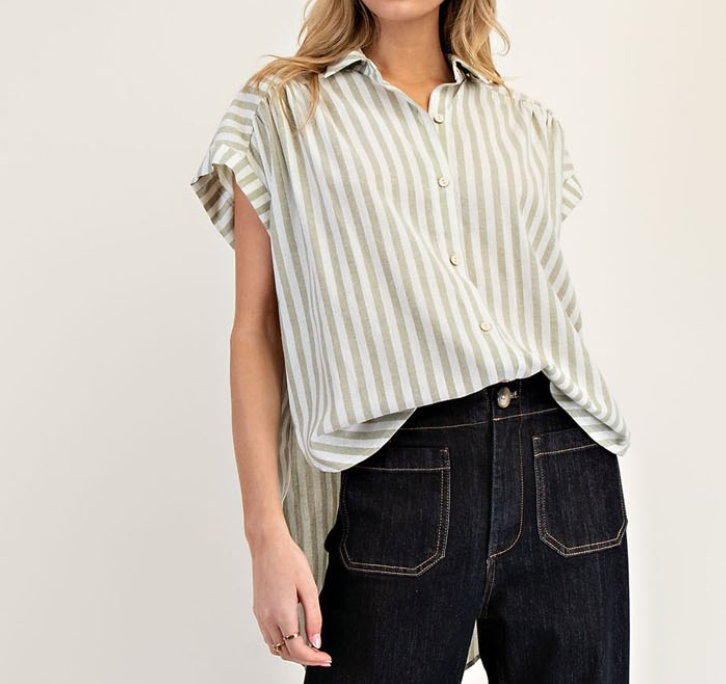 Sage Striped Top