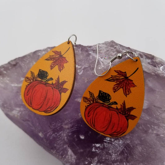 Pumpkin Wooden Earrings