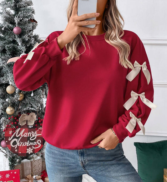Bayleigh Bow Red Sweatshirt