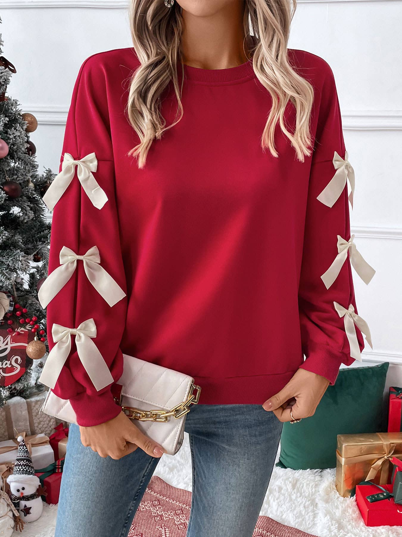 Bayleigh Bow Red Sweatshirt