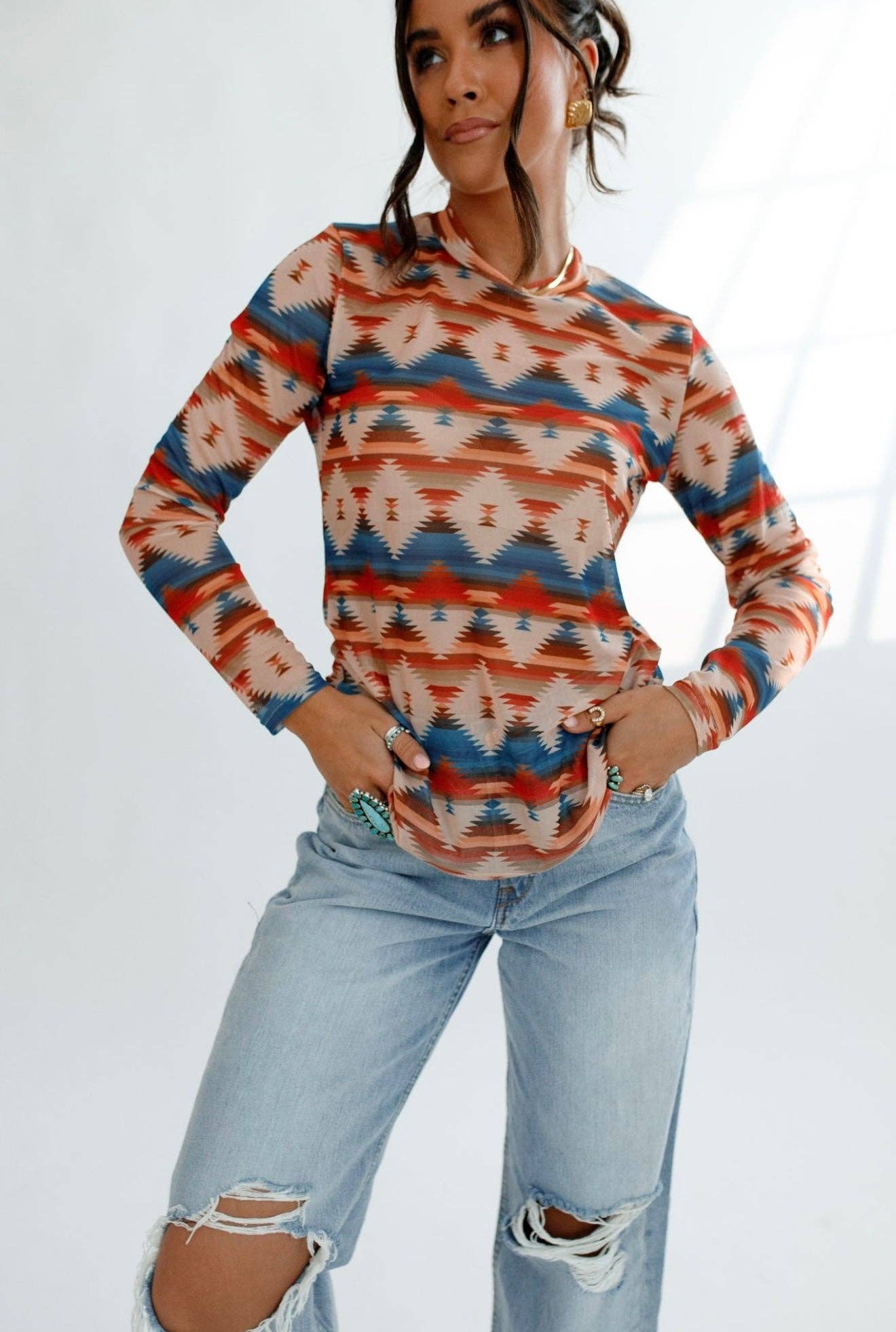 Aztec Mesh Top