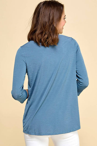 CRISS CROSS V-NECK 3/4 SLEEVE SOLID