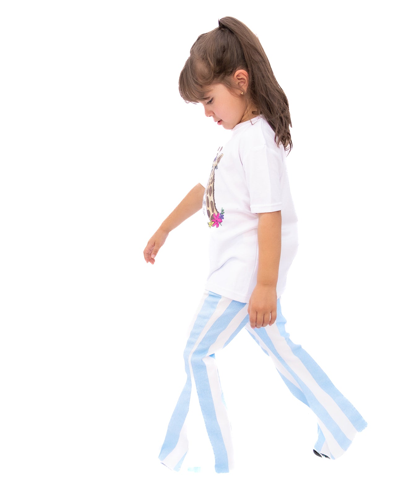 Kids Light Blue Stripe Flare Jeans