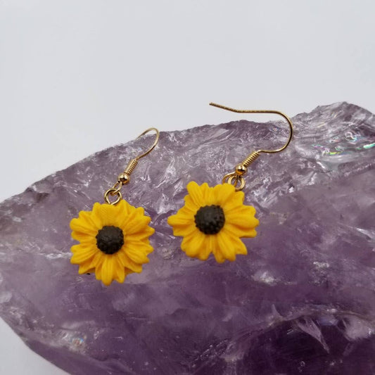 Sunflower Clay Earrings