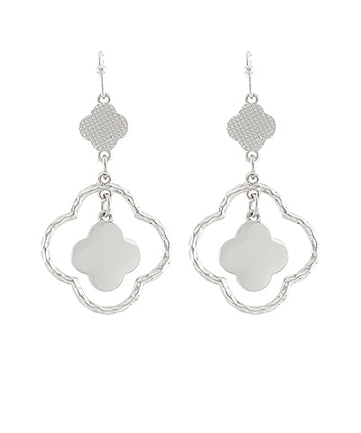 Silver Clover Dangle Earrings