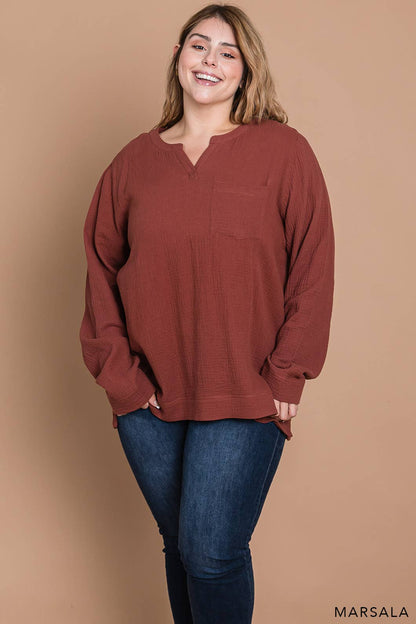 Plus Size Marsala Pullover