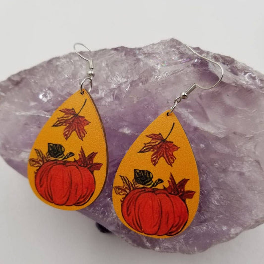 Pumpkin Wooden Earrings