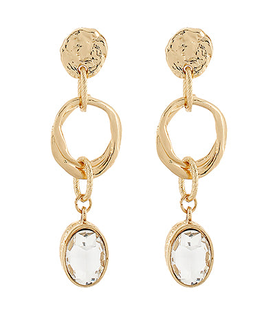 Linked Oval Stone Earrings