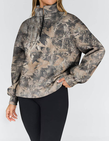 Woodland Camo Zip Pullover