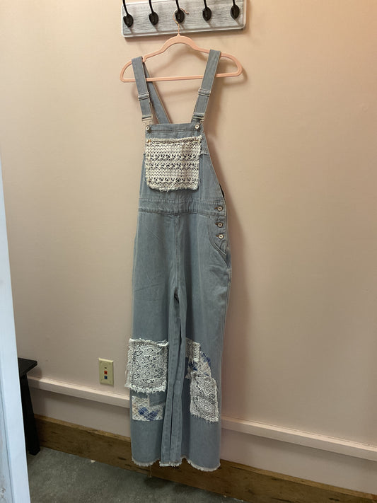 Denim Patchwork Overalls