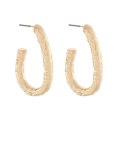 Hammered U Shape Hoops