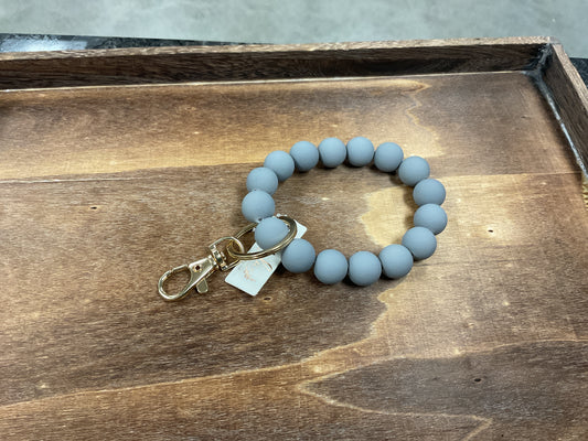 Gray Beaded Keychain