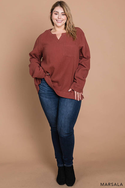 Plus Size Marsala Pullover