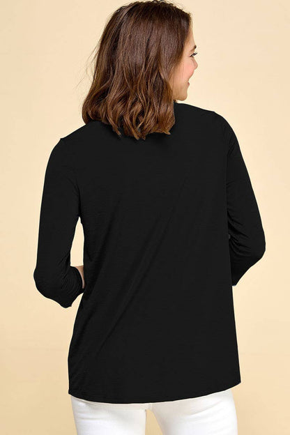 CRISS CROSS V-NECK 3/4 SLEEVE SOLID