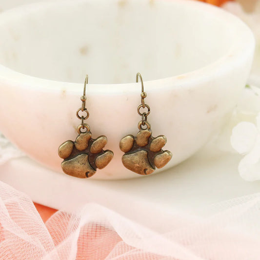 Clemson Vintage Paw Earrings