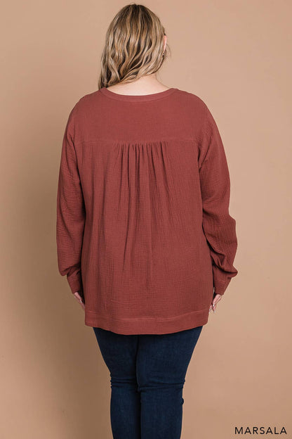 Plus Size Marsala Pullover