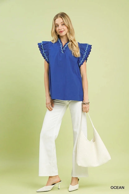 Ola Ocean Scalloped Top